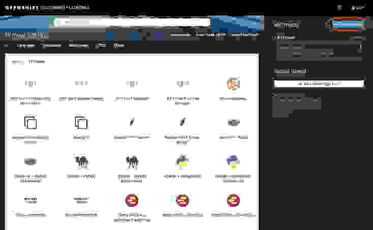 OpenShift "new project" screen