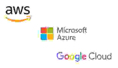 Aws, azure and google cloud logos