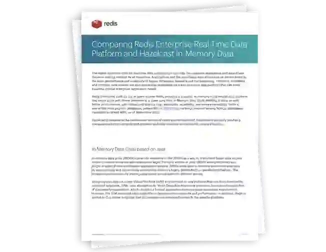 Redis Datasheet | Comparing Redis Enterprise Real-Time Data Platform and Hazelcast In-Memory Data