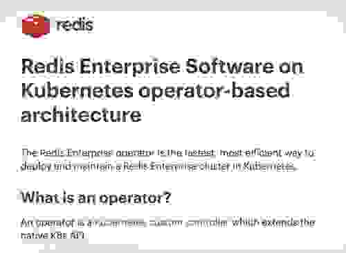 Redis Enterprise Software on Kubernetes operator-based architecture