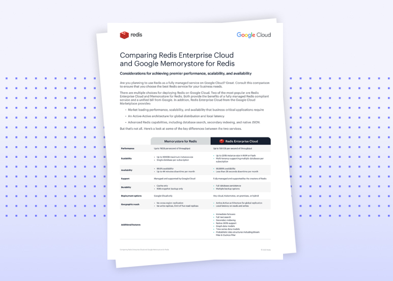 Redis White Paper | Comparing Redis Enterprise Cloud and Google Memorystore for Redis